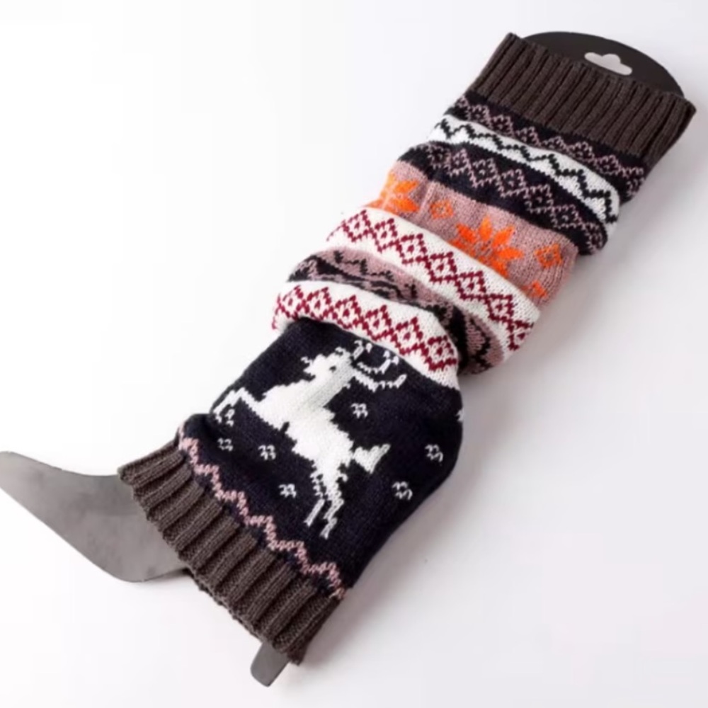 Women’s Colorful Knit Leg Warmers with Geometric Patterns NWT